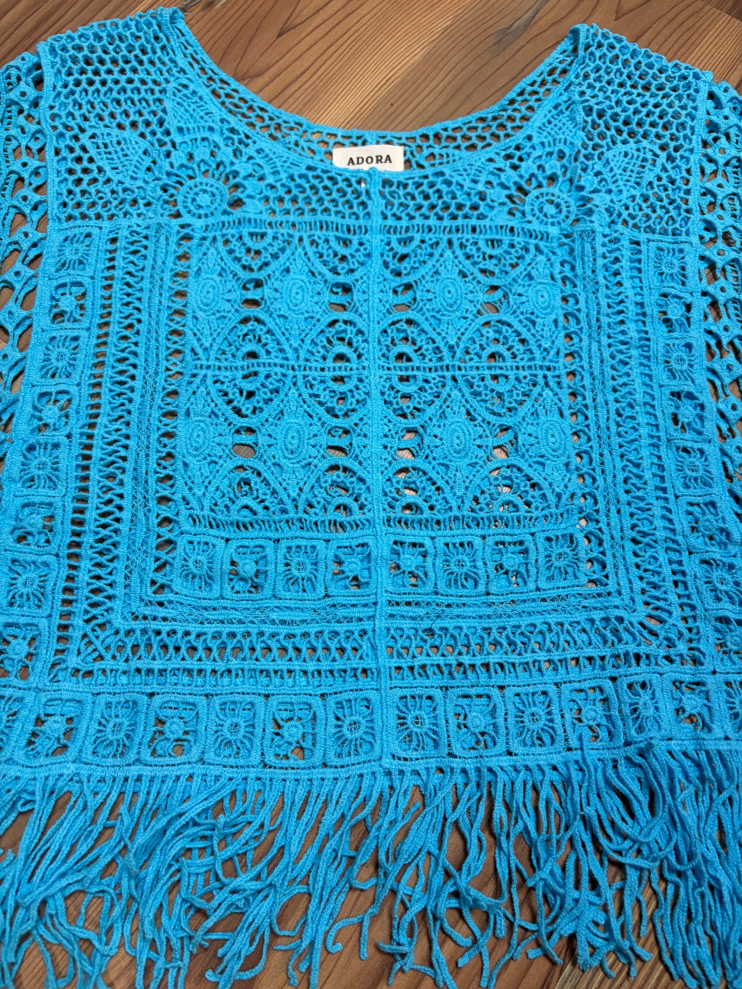 Ocean Blue Crochet Fringe Top