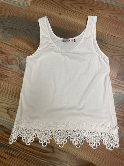 White Crochet Trim Tank