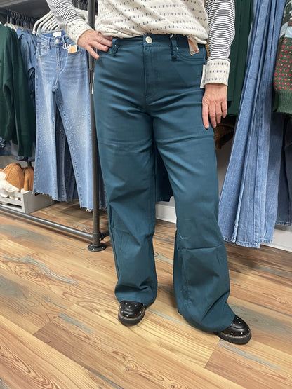 Steel Blue Wide Leg High Rise Hyperstretch