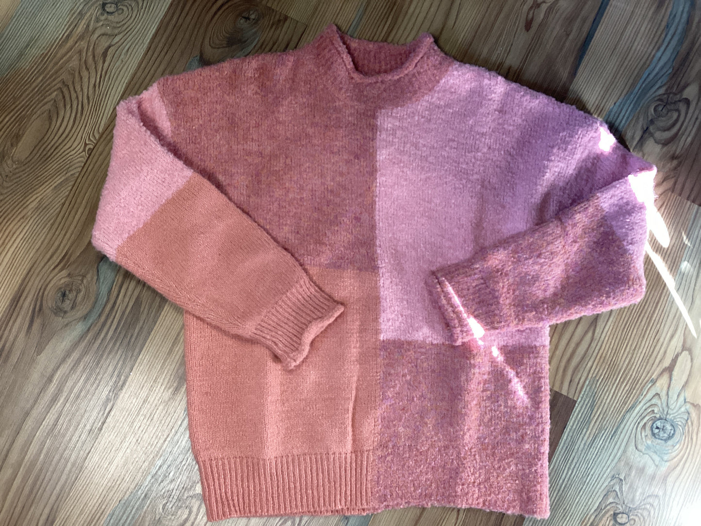 Pink Color Block Sweater