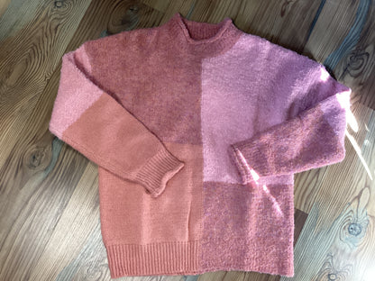 Pink Color Block Sweater