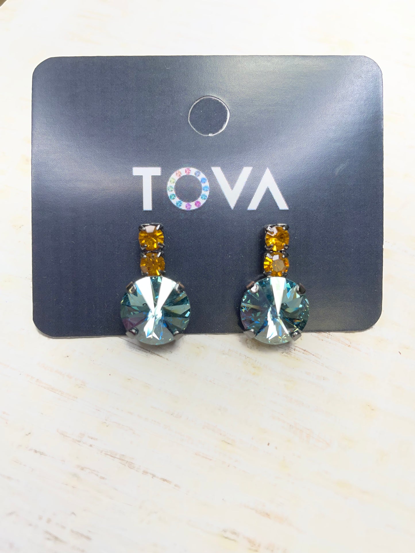 Tova Dee Aqua Champagne Gunmetal Earrings