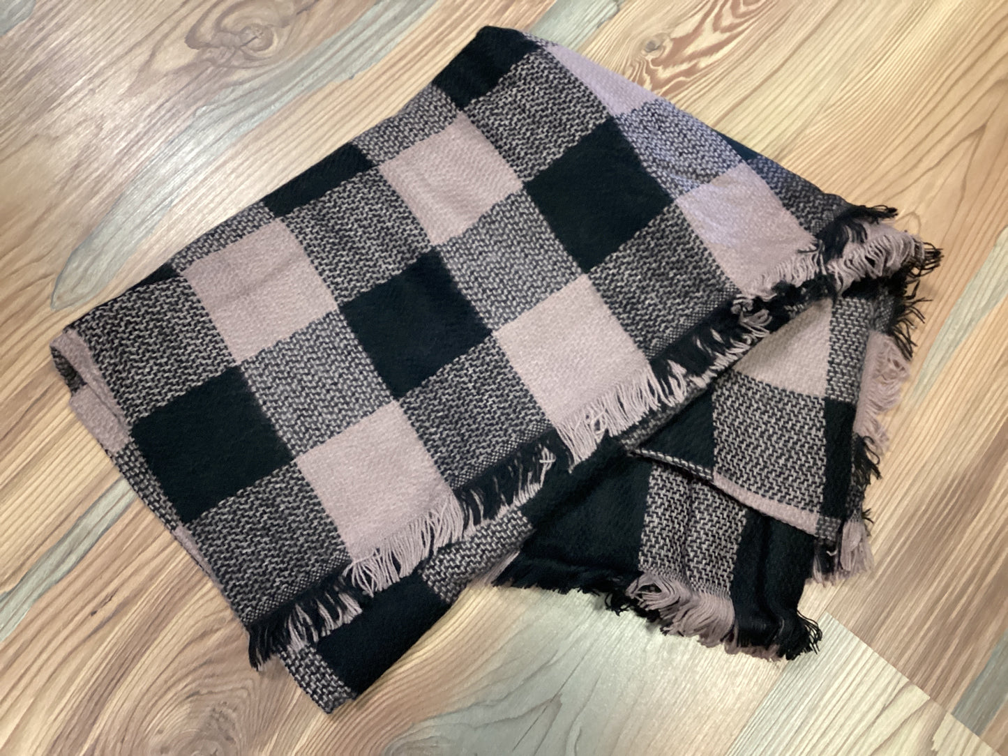 Plum Black Plaid Scarf