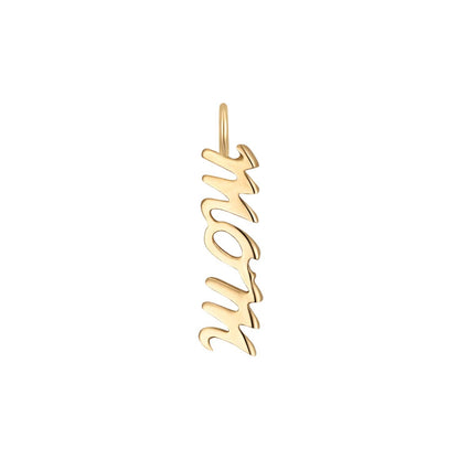 14K Solid Gold Mom Script Charm