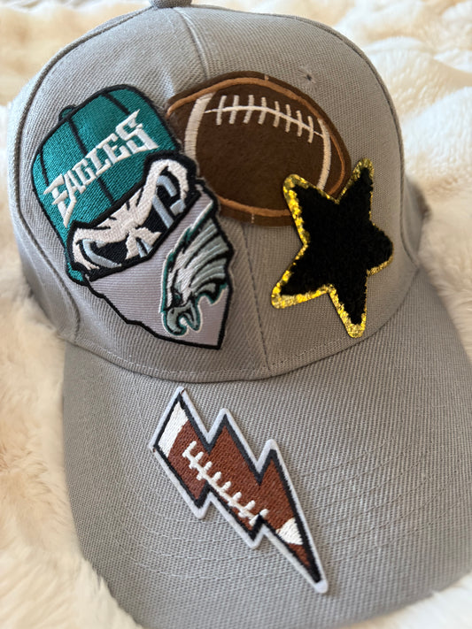Grey Custom Football Hat