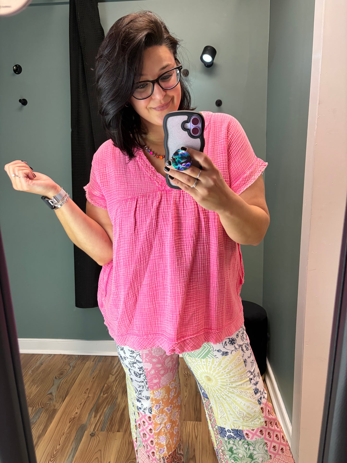 Pink Vintage V Neck