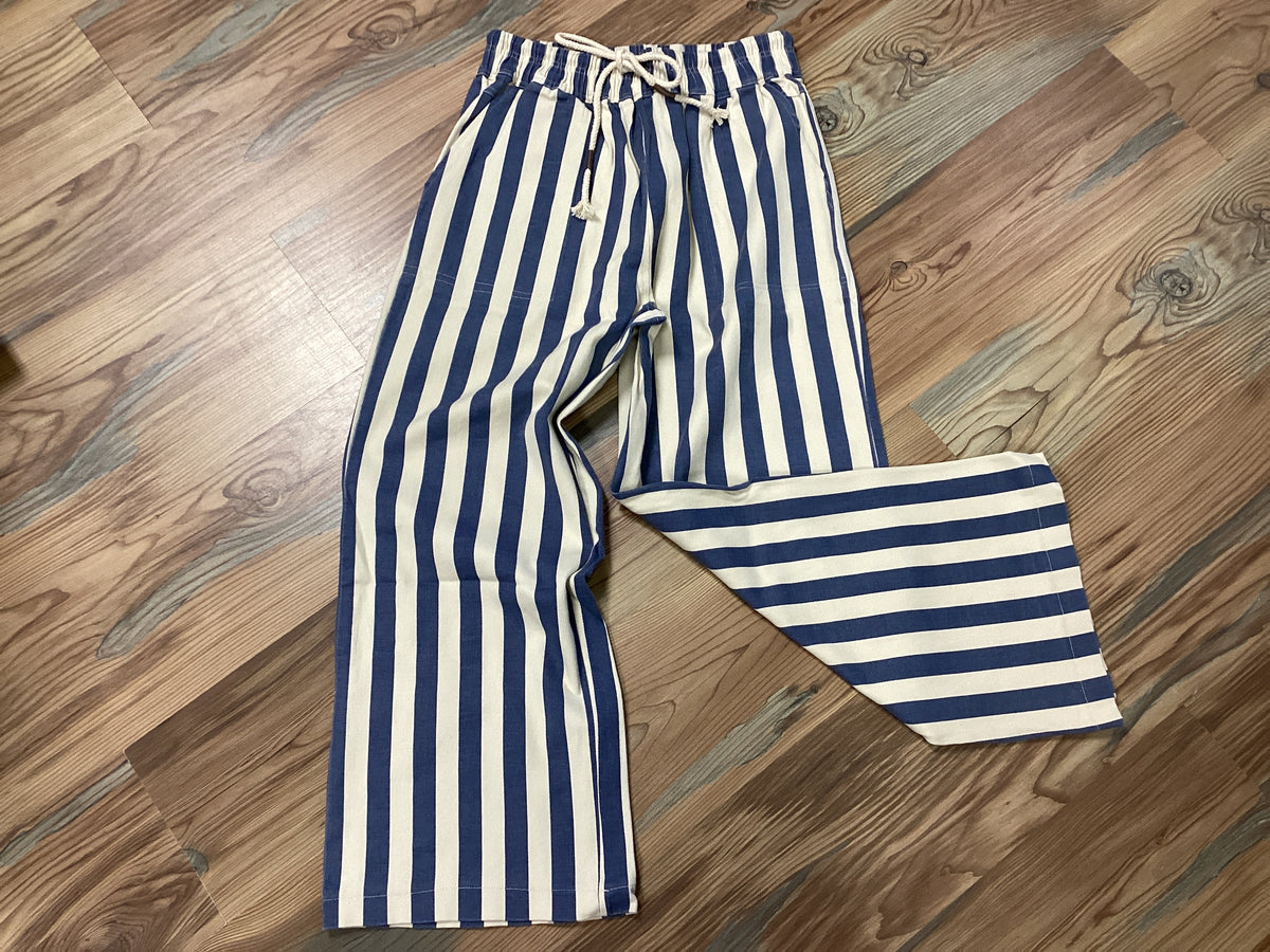 Blue Striped Twill Pants