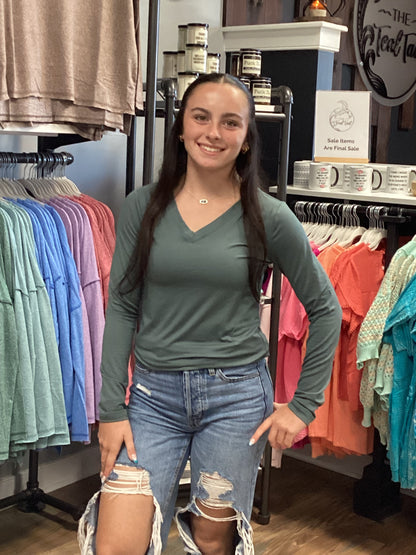 Zenana Softy V Neck Jade