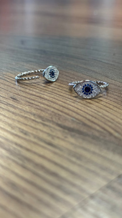 CZ Evil Eye Adjustable Ring