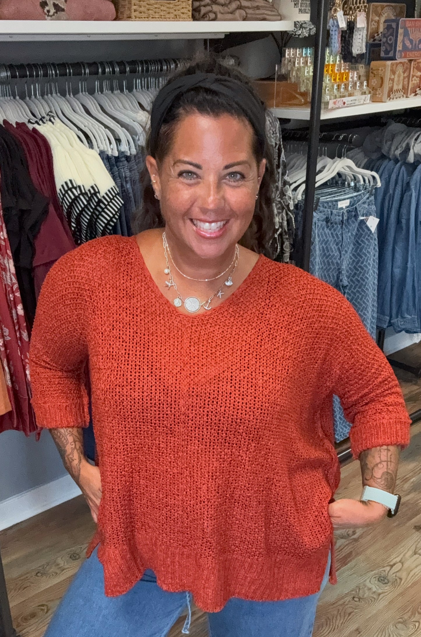 Rust One Size Side Slit Knit