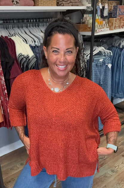Rust One Size Side Slit Knit
