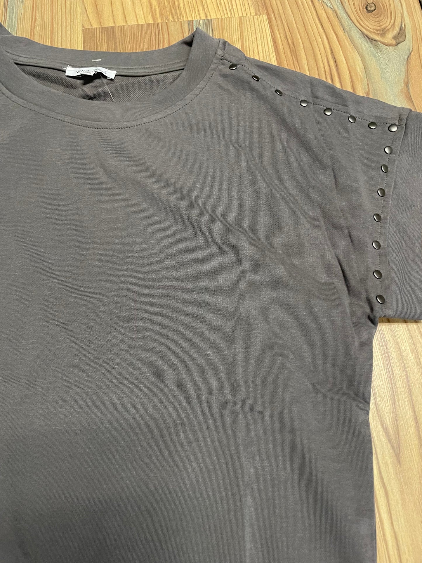 Charcoal Studded Short Sleeve