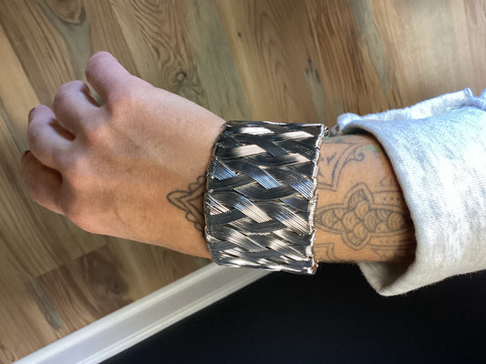 Basket Weave Wire Cuff Bracelet