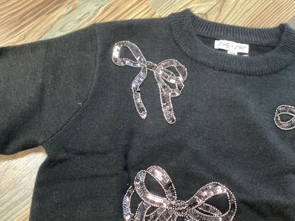Black Sequin Ribbon Sweater