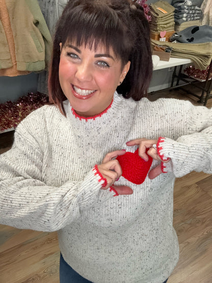 Light Grey Heart Knit