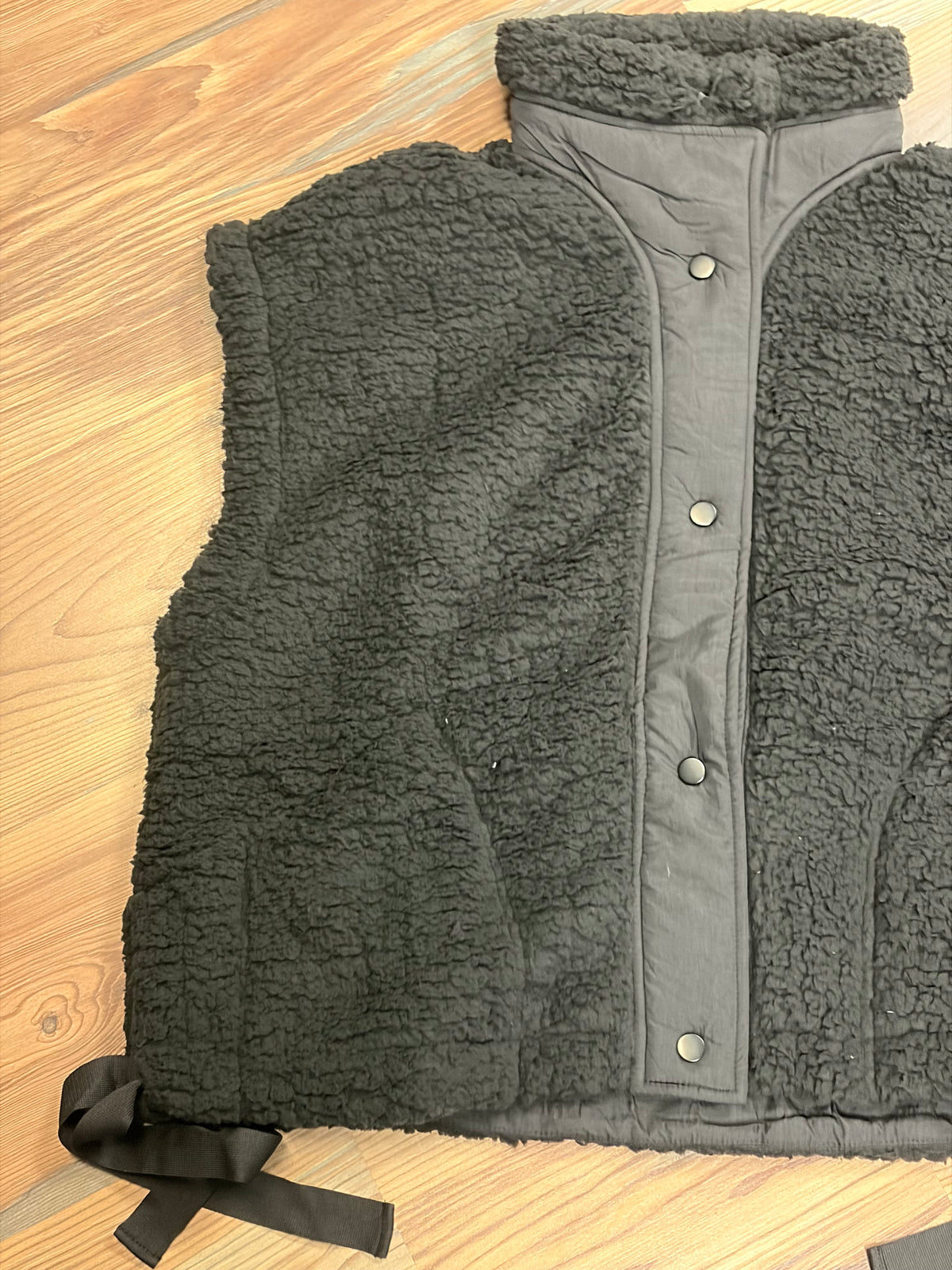 Black Fuzzy Snap Vest