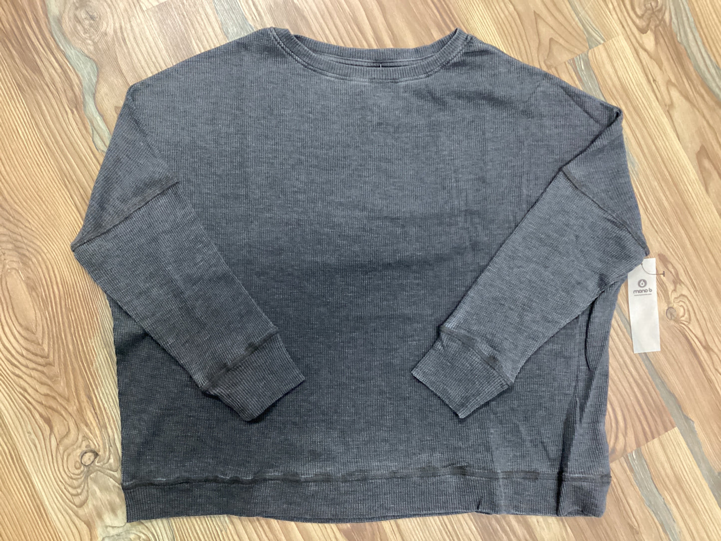 One Size Charcoal Waffle Long Sleeve