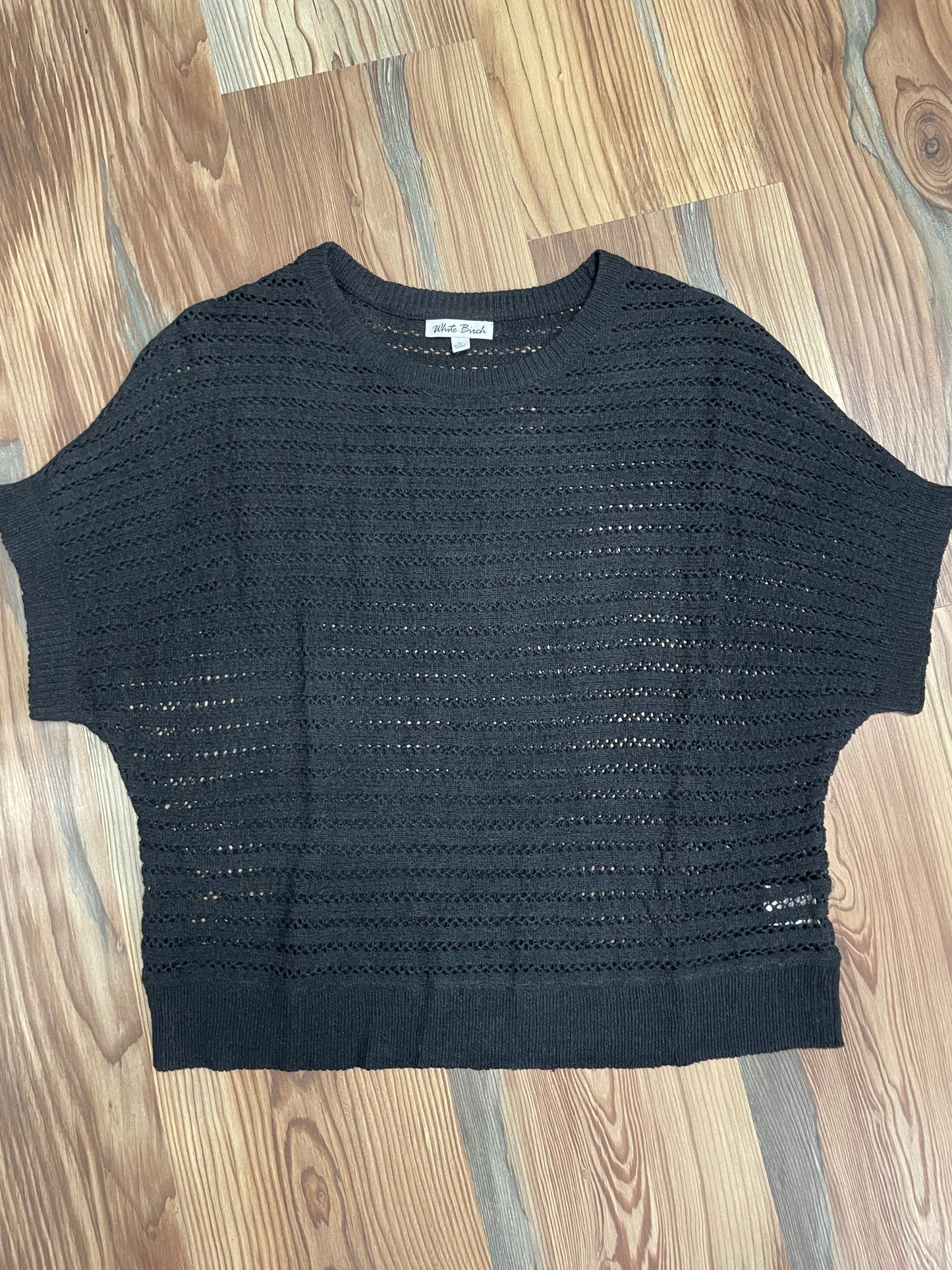 Black Open Knit Short Sleeve
