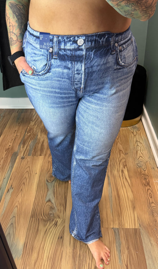 Zenim Pull On Straight Leg Dark Denim