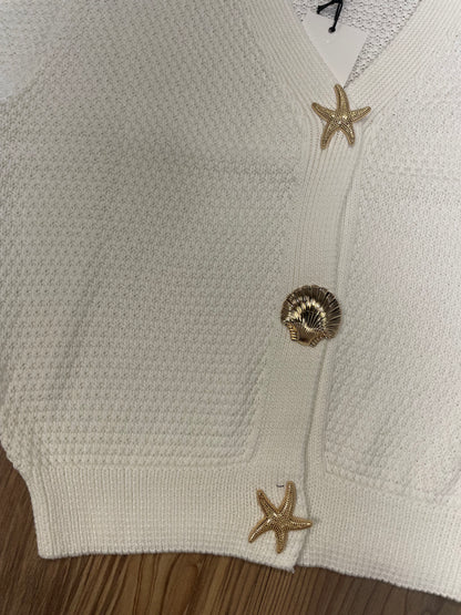 Ivory Starfish Snap Cardi