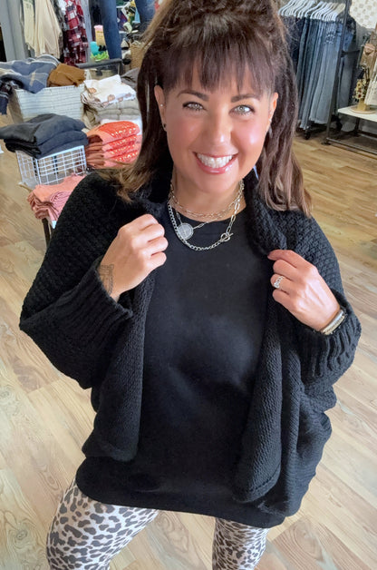 Black Bat Sleeve Knit Cardi