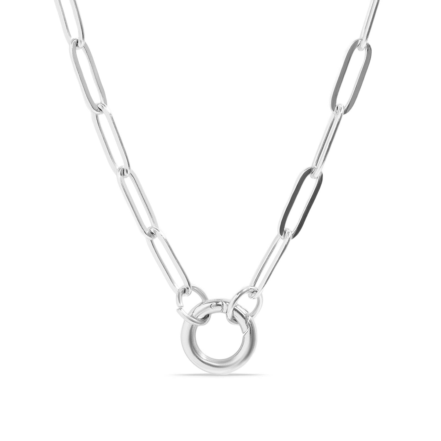 Stainless Steel Paperclip Charm Keeper Necklace