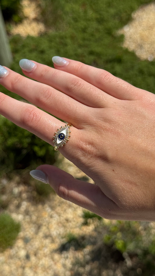 CZ Evil Eye Adjustable Ring