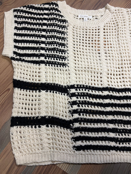 Cream Black Blocked Knit