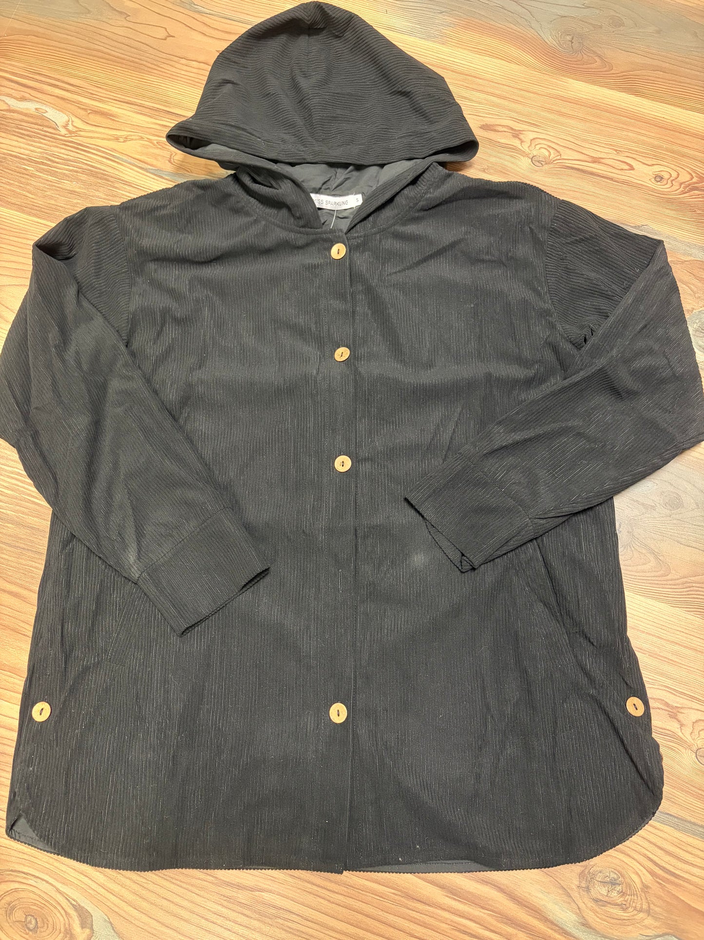 Black Corded Hoodie