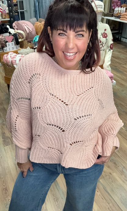 One Size Dusty Pink Batwing Knit