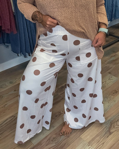 Tan Polka Sweat Pants