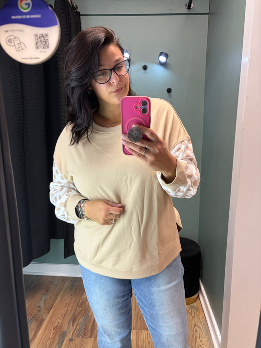 Tan Polka Dot Long Sleeve