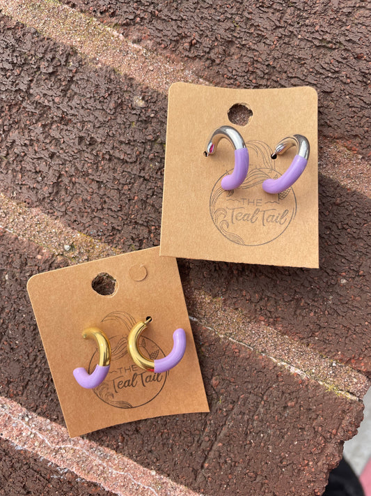 18k PVD Purple Epoxy Huggie