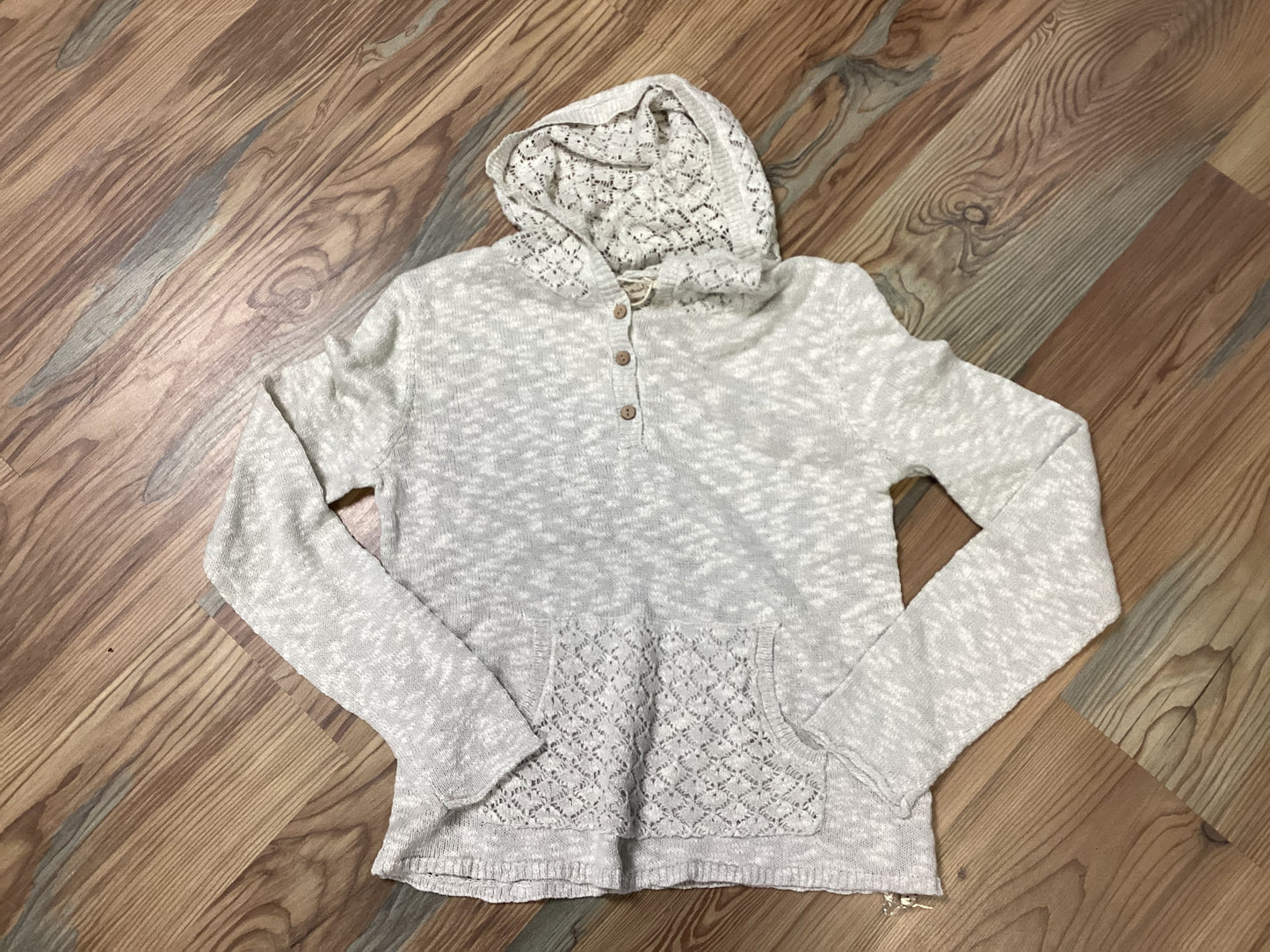 Oatmeal Knit Lace Hoodie