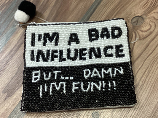 Bad Influence Seed Bead Coin Purse