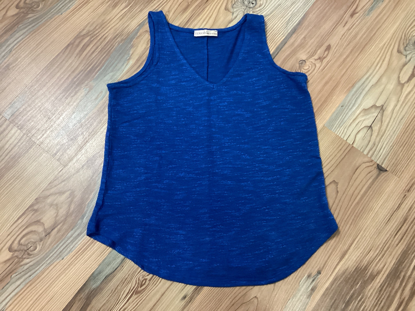 Blue Textured Knit Tank