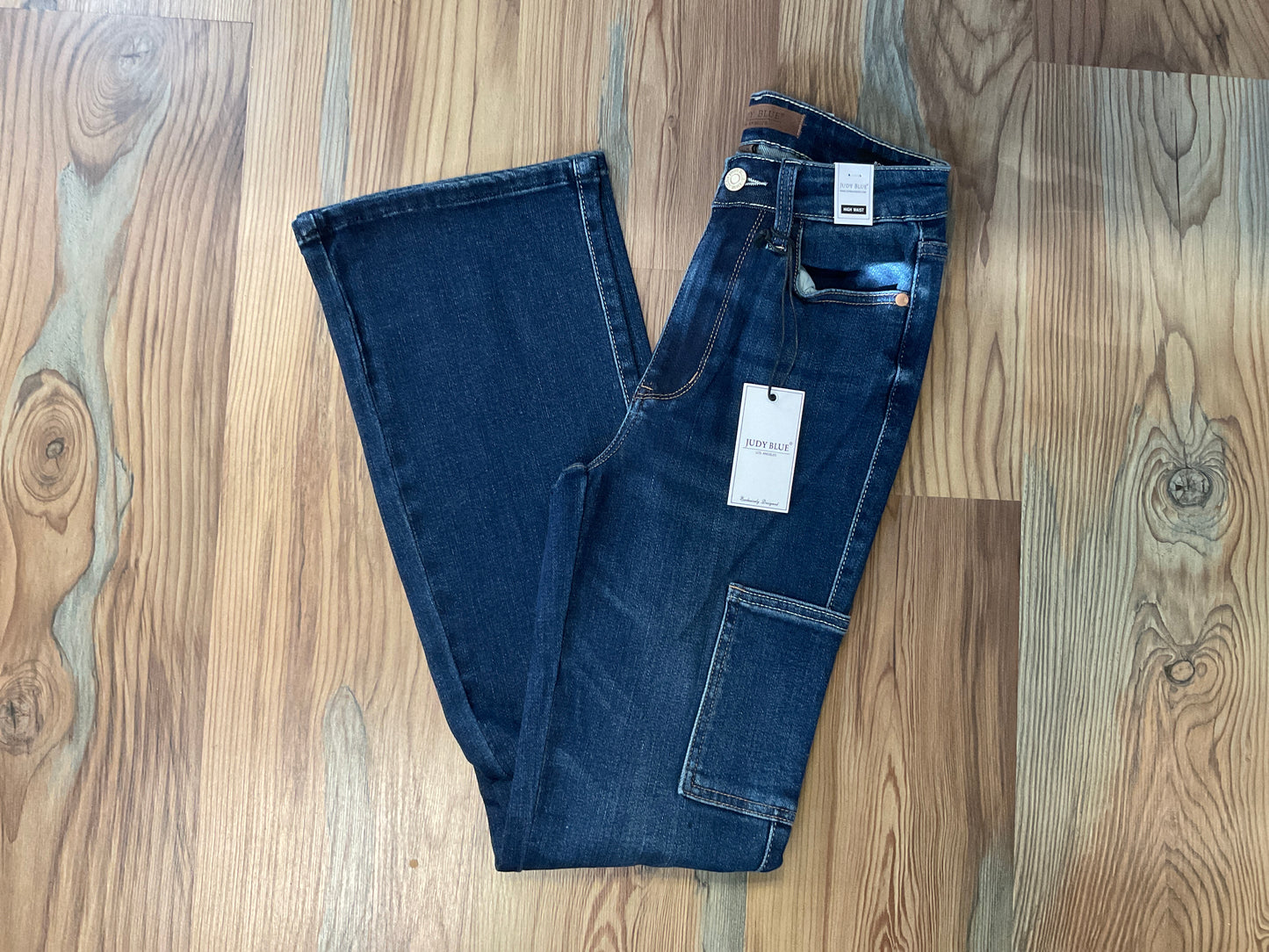 Judy Blue Dark Wash High Waisted Bootcut Cargo