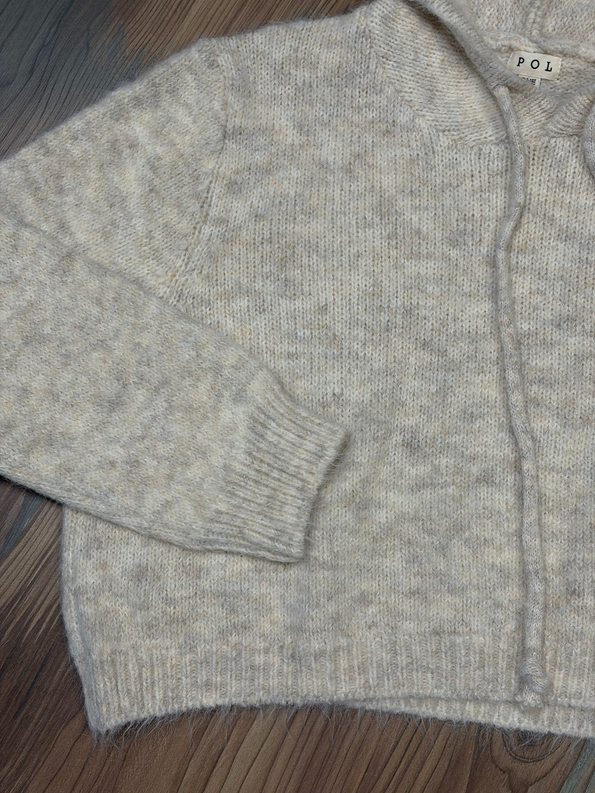 POL Oatmeal Brushed Crop Hoodie