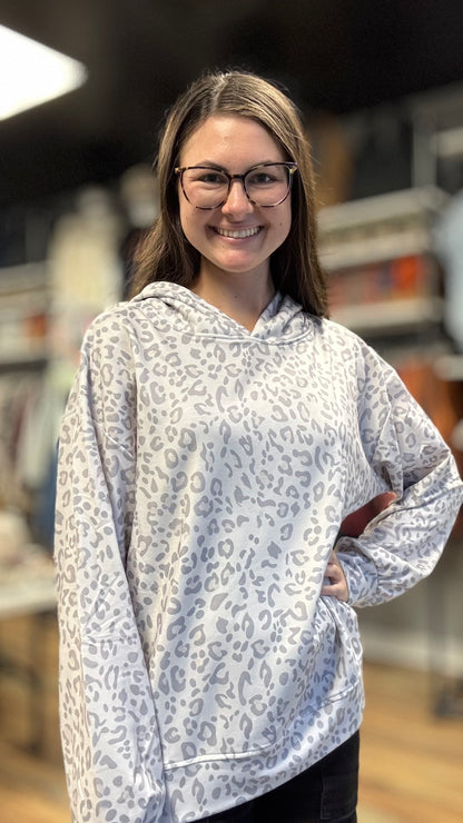 Grey Leopard Hoodie