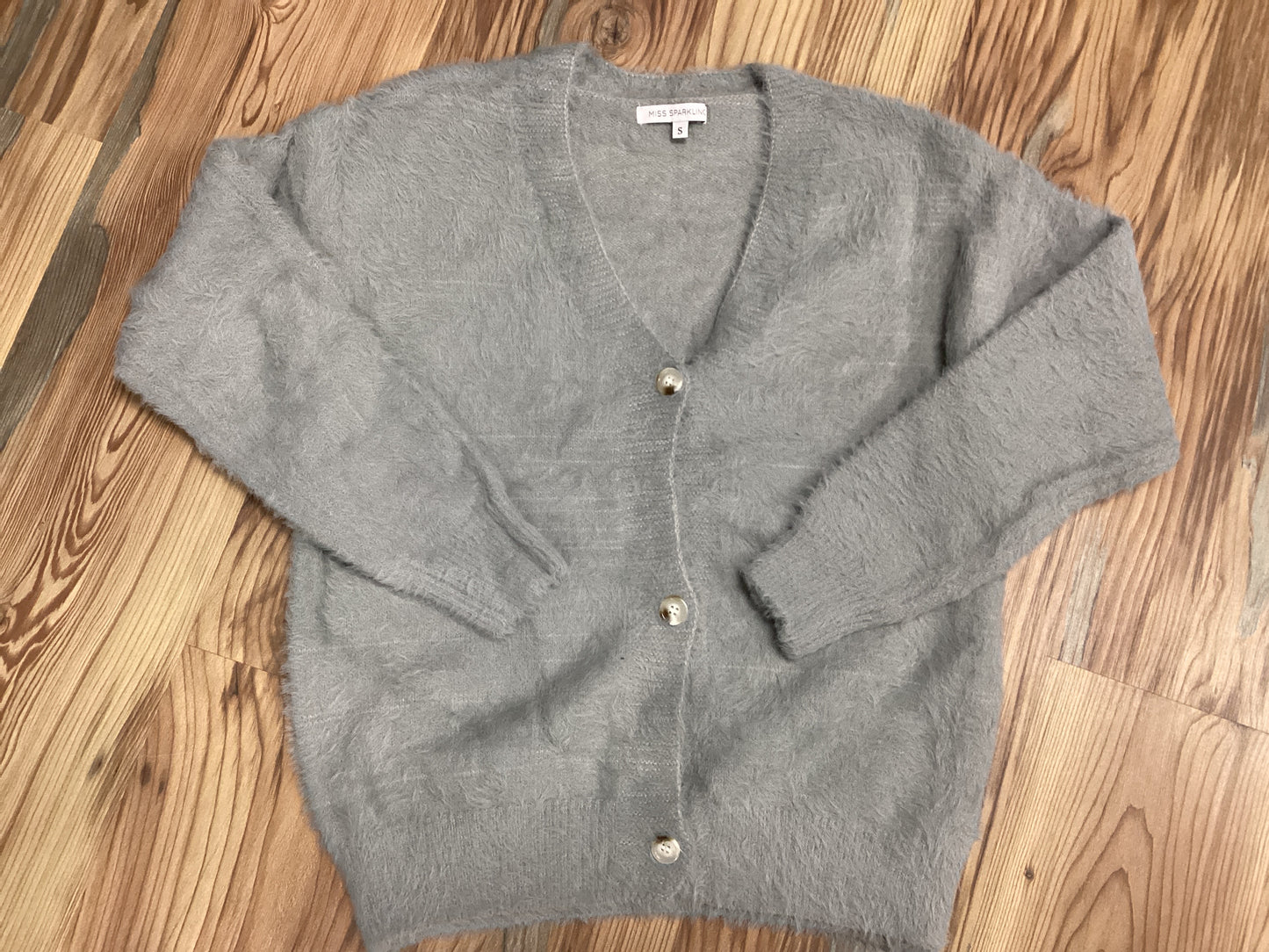 Fuzzy Grey Button Down Cardi