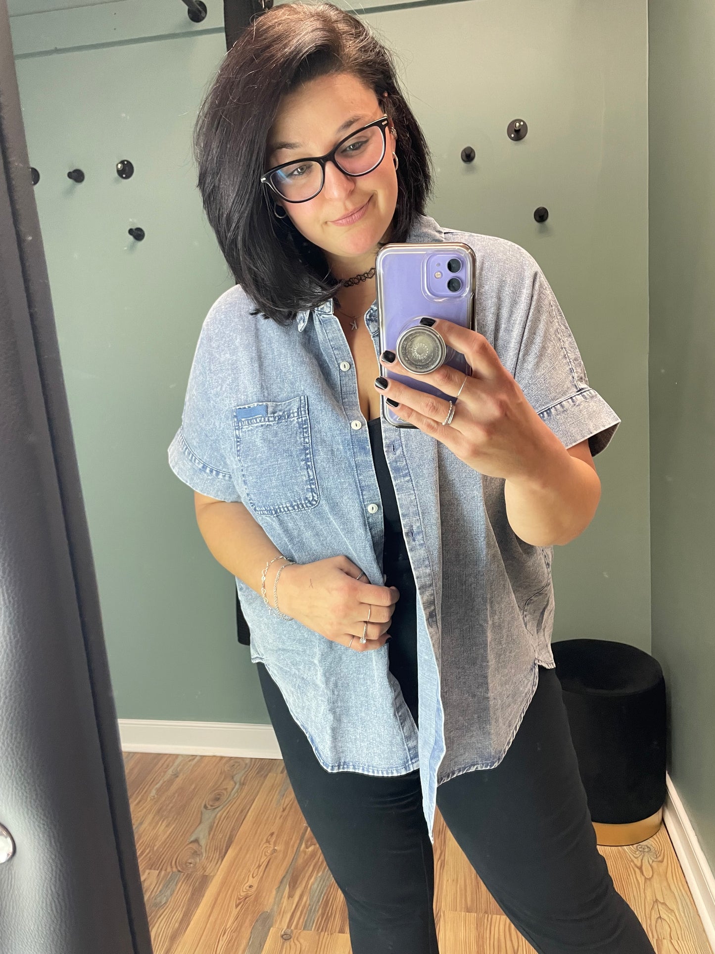 Washed Denim Short Sleeve