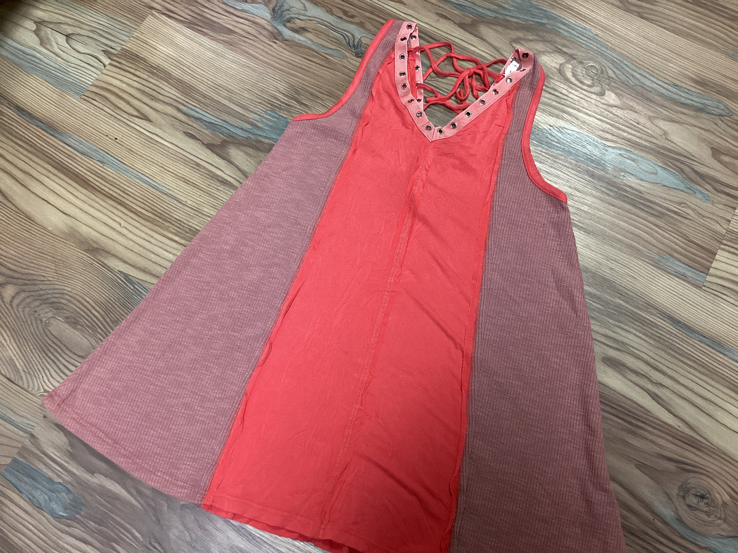 Ribbed Coral Criss Cross Dress