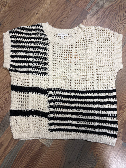 Cream Black Blocked Knit