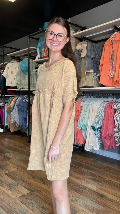 Iced Coffee Scoop Neck Dress