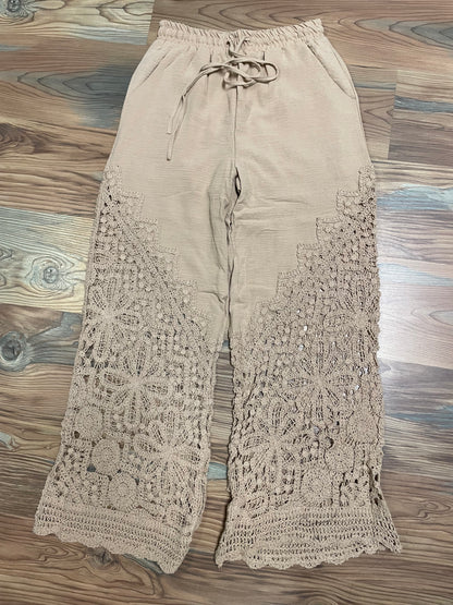 Tan Crochet Pants
