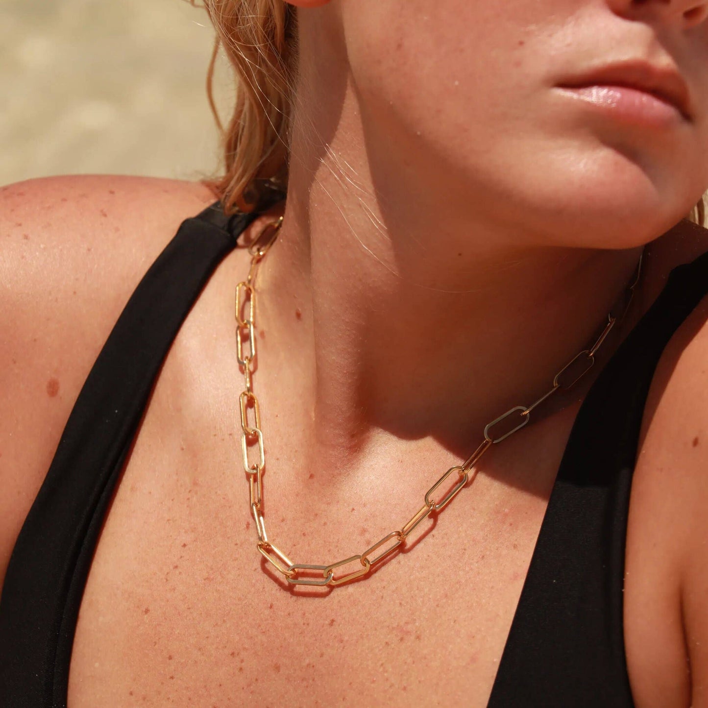 18K Gold Paperclip Chain Necklace