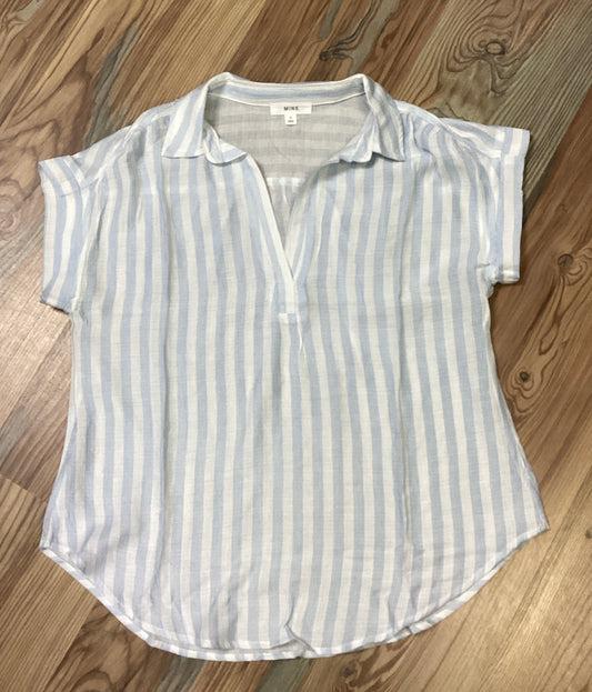 Blue Striped V Neck Top