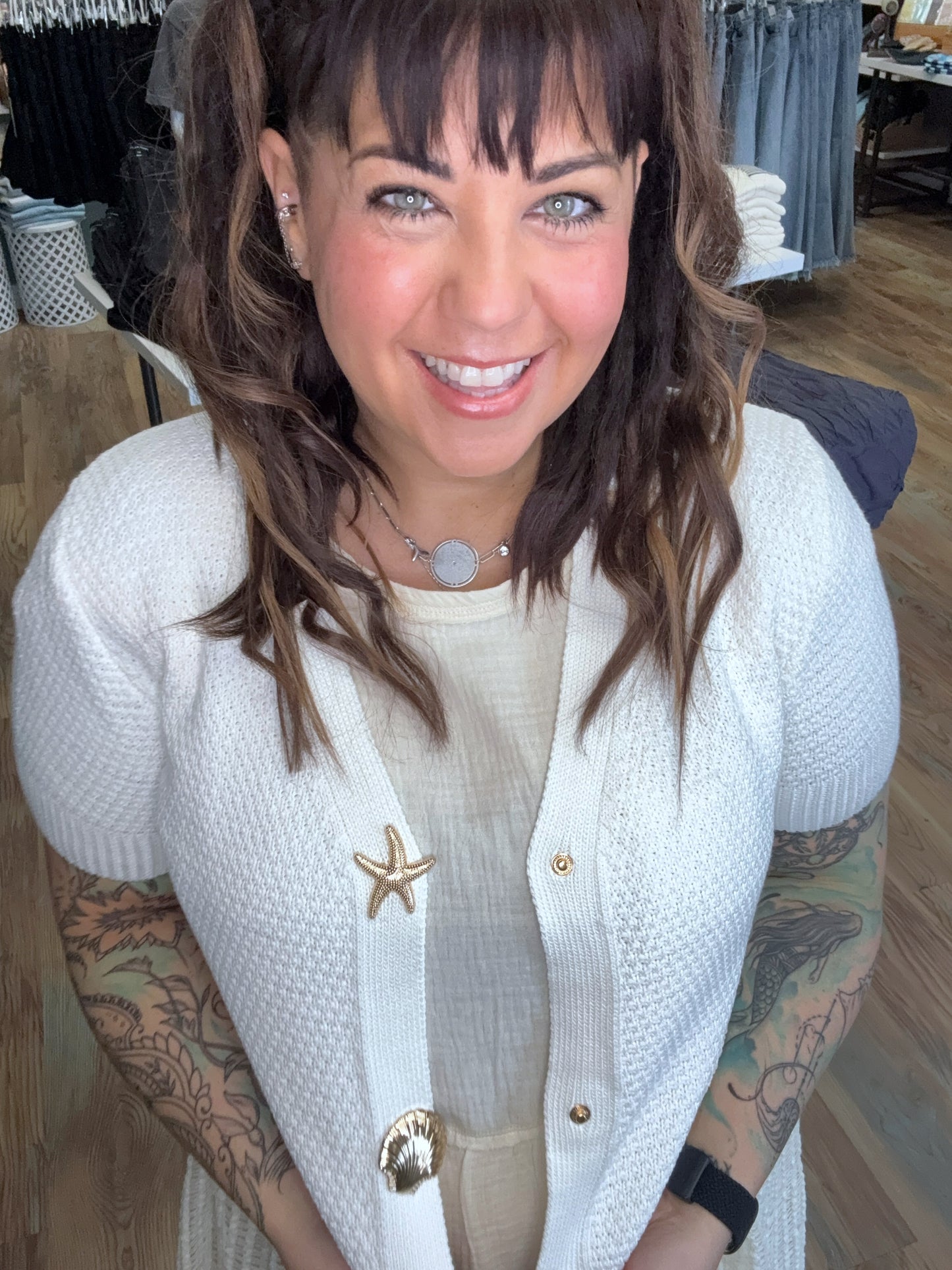 Ivory Starfish Snap Cardi