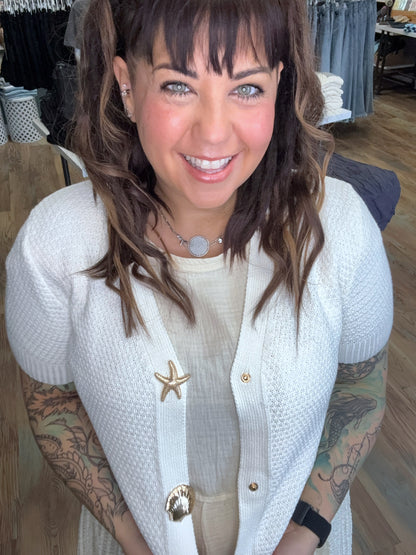 Ivory Starfish Snap Cardi