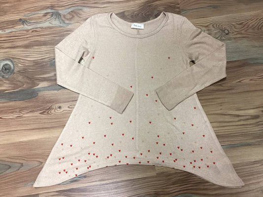 Beige Mini Heart Long Sleeve Shark Bite Top